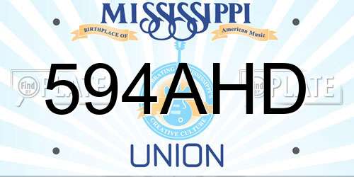 594AHD Mississippi License Plate