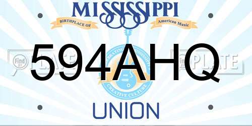 594AHQ Mississippi License Plate