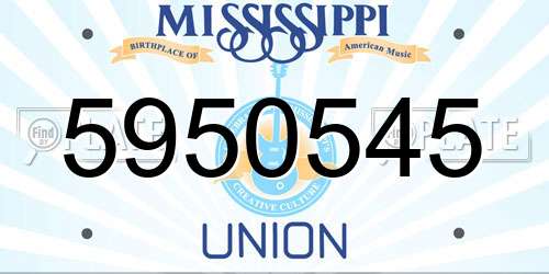 5950545 Mississippi License Plate