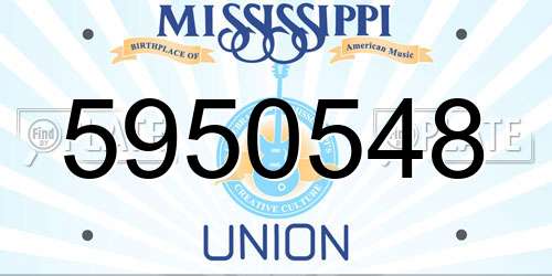 5950548 Mississippi License Plate