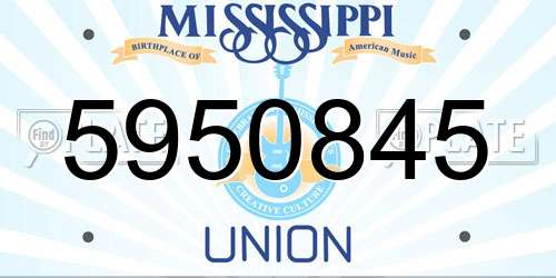 5950845 Mississippi License Plate