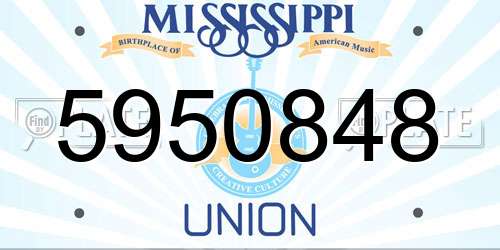 5950848 Mississippi License Plate