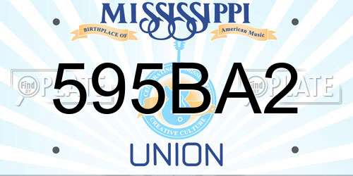 595BA2 Mississippi License Plate