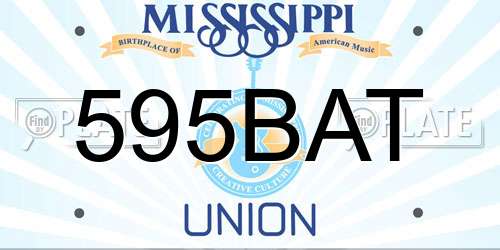 595BAT Mississippi License Plate