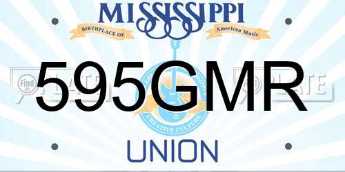595GMR Mississippi License Plate