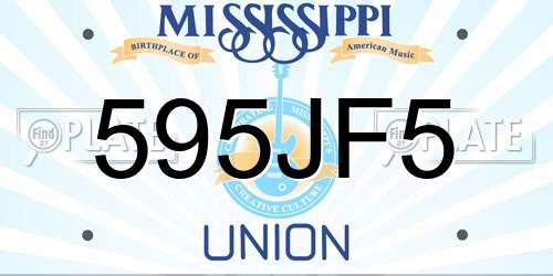595JF5 Mississippi License Plate