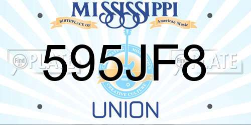 595JF8 Mississippi License Plate