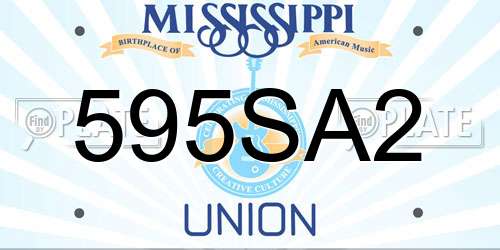 595SA2 Mississippi License Plate