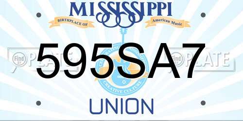 595SA7 Mississippi License Plate