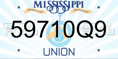 59710Q9 Mississippi License Plate