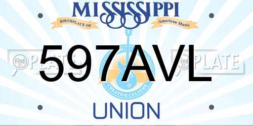 597AVL Mississippi License Plate