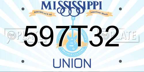 597T32 Mississippi License Plate