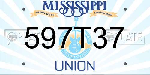 597T37 Mississippi License Plate