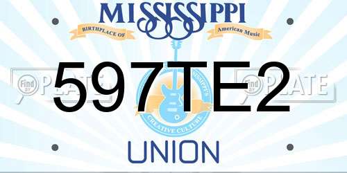 597TE2 Mississippi License Plate