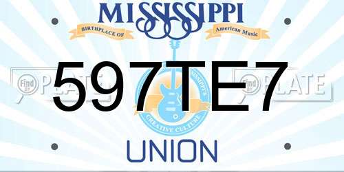 597TE7 Mississippi License Plate