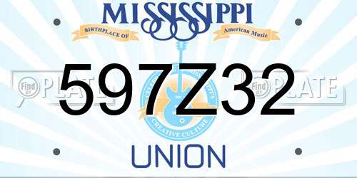 597Z32 Mississippi License Plate