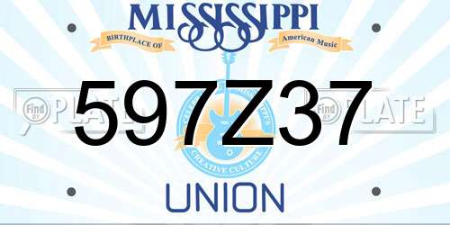 597Z37 Mississippi License Plate