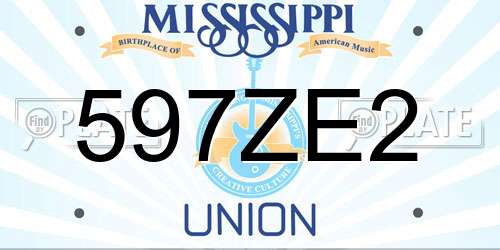 597ZE2 Mississippi License Plate