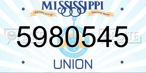 5980545 Mississippi License Plate