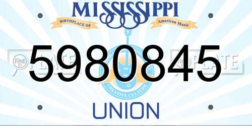 5980845 Mississippi License Plate