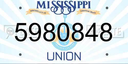 5980848 Mississippi License Plate