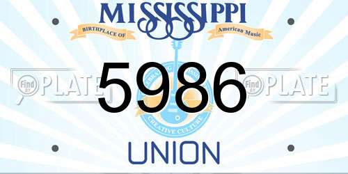 5986 Mississippi License Plate