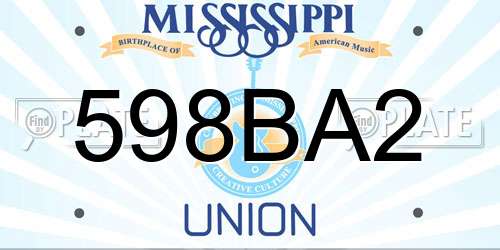 598BA2 Mississippi License Plate