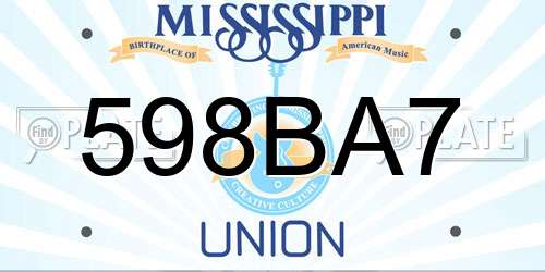598BA7 Mississippi License Plate