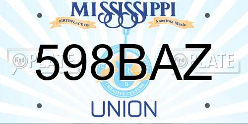 598BAZ Mississippi License Plate