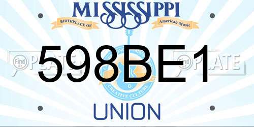 598BE1 Mississippi License Plate