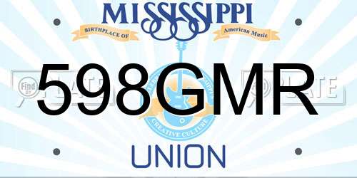 598GMR Mississippi License Plate