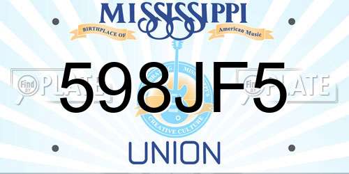 598JF5 Mississippi License Plate