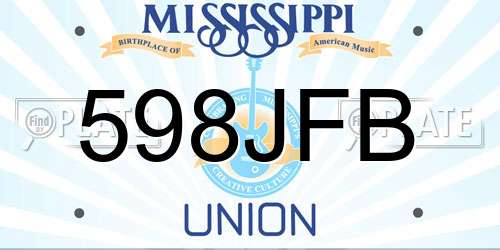 598JFB Mississippi License Plate