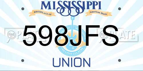 598JFS Mississippi License Plate
