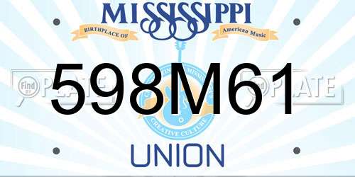 598M61 Mississippi License Plate