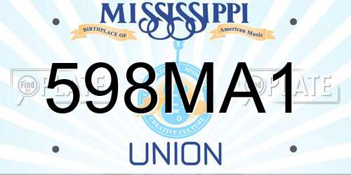598MA1 Mississippi License Plate
