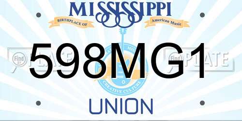 598MG1 Mississippi License Plate
