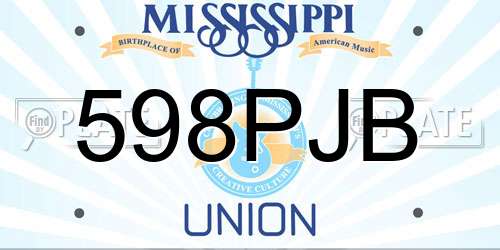 598PJB Mississippi License Plate