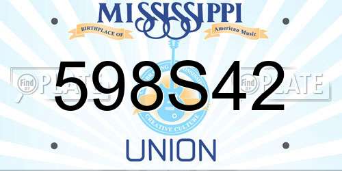 598S42 Mississippi License Plate