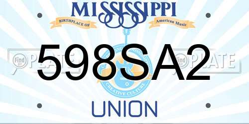 598SA2 Mississippi License Plate
