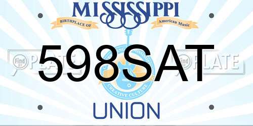 598SAT Mississippi License Plate