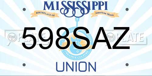 598SAZ Mississippi License Plate
