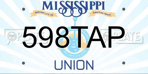 598TAP Mississippi License Plate