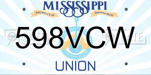 598VCW Mississippi License Plate