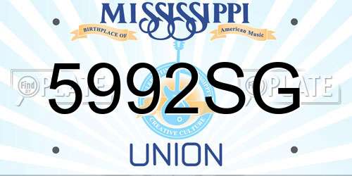 5992SG Mississippi License Plate