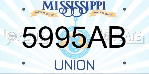 5995AB Mississippi License Plate