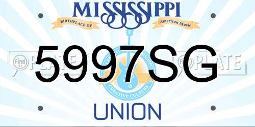 5997SG Mississippi License Plate