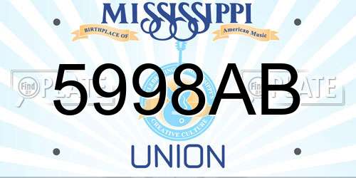 5998AB Mississippi License Plate