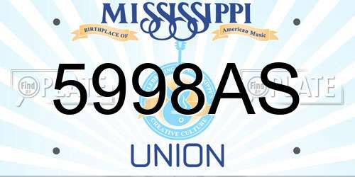 5998AS Mississippi License Plate