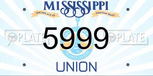 5999 Mississippi License Plate